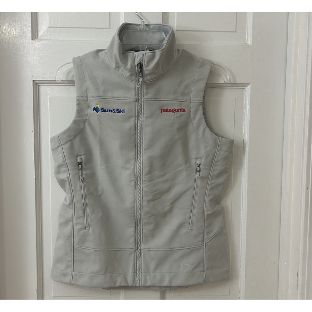 Patagonia Polartec Windbloc Womens Light Gray Vest Jacket Sz S "Sun and Ski"
